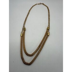 Vintage Gold Tone Multi-Strand Chain Necklace – Classic Statement Jewelry